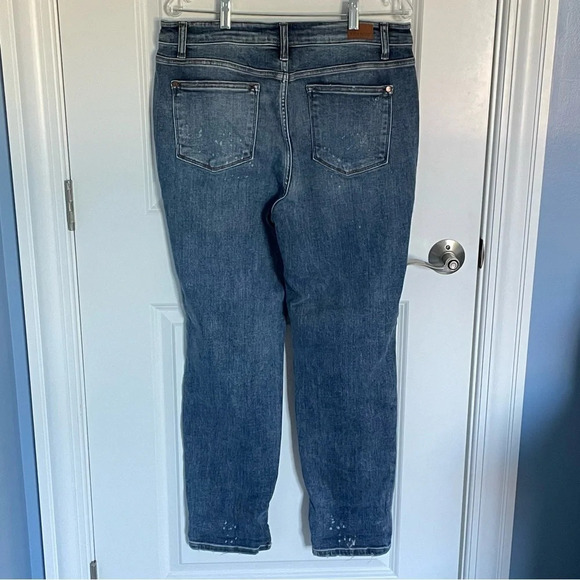 Judy Blue High Rise Bleach Splash Boyfriend Jeans/Blue - 29738 - Picture 8 of 16